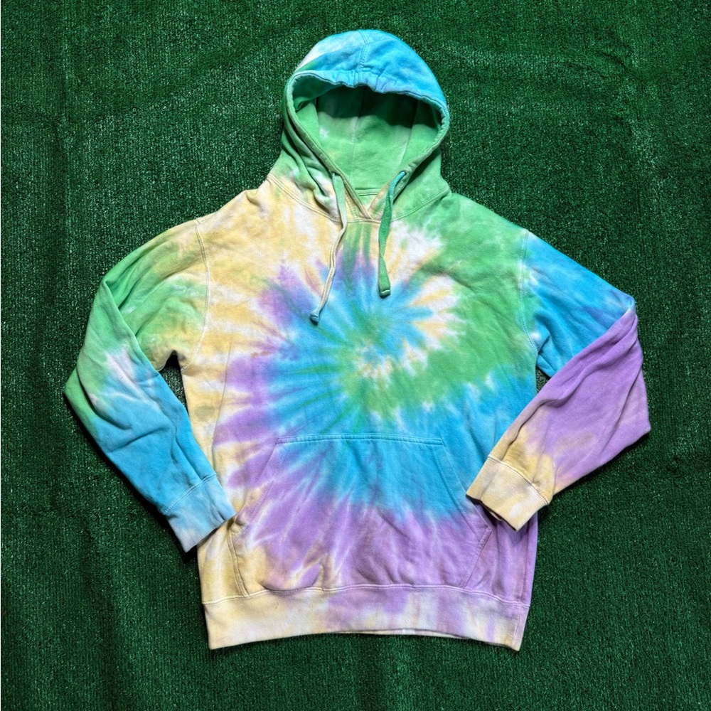 Cotton mill Tie-Dye Hoodie in Green and Blue